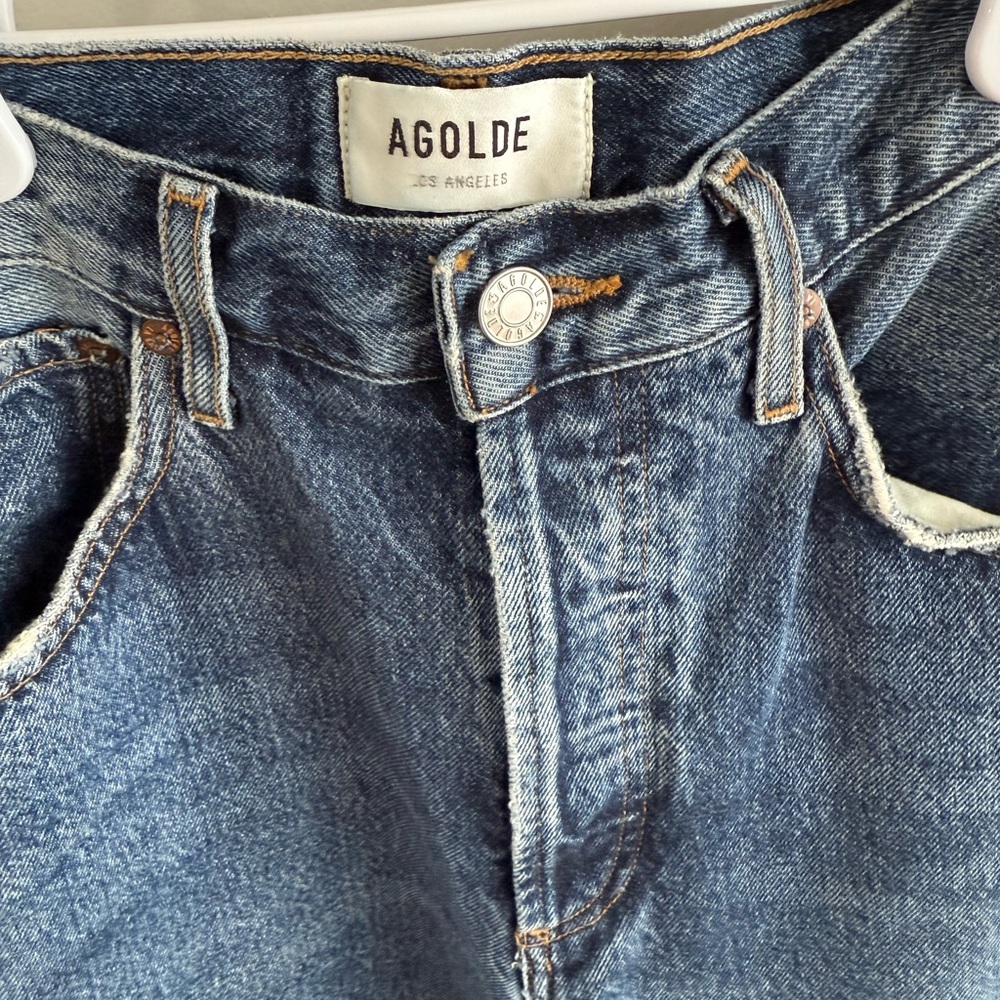 Agolde Dame Wide Leg Cuffed Hem Jeans - Dark Wash - Size 27 - Picture 14 of 16